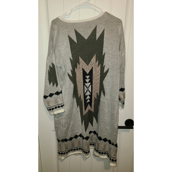 Aztec tribal long open cardigan sweater medium large - Picture 3 of 5
